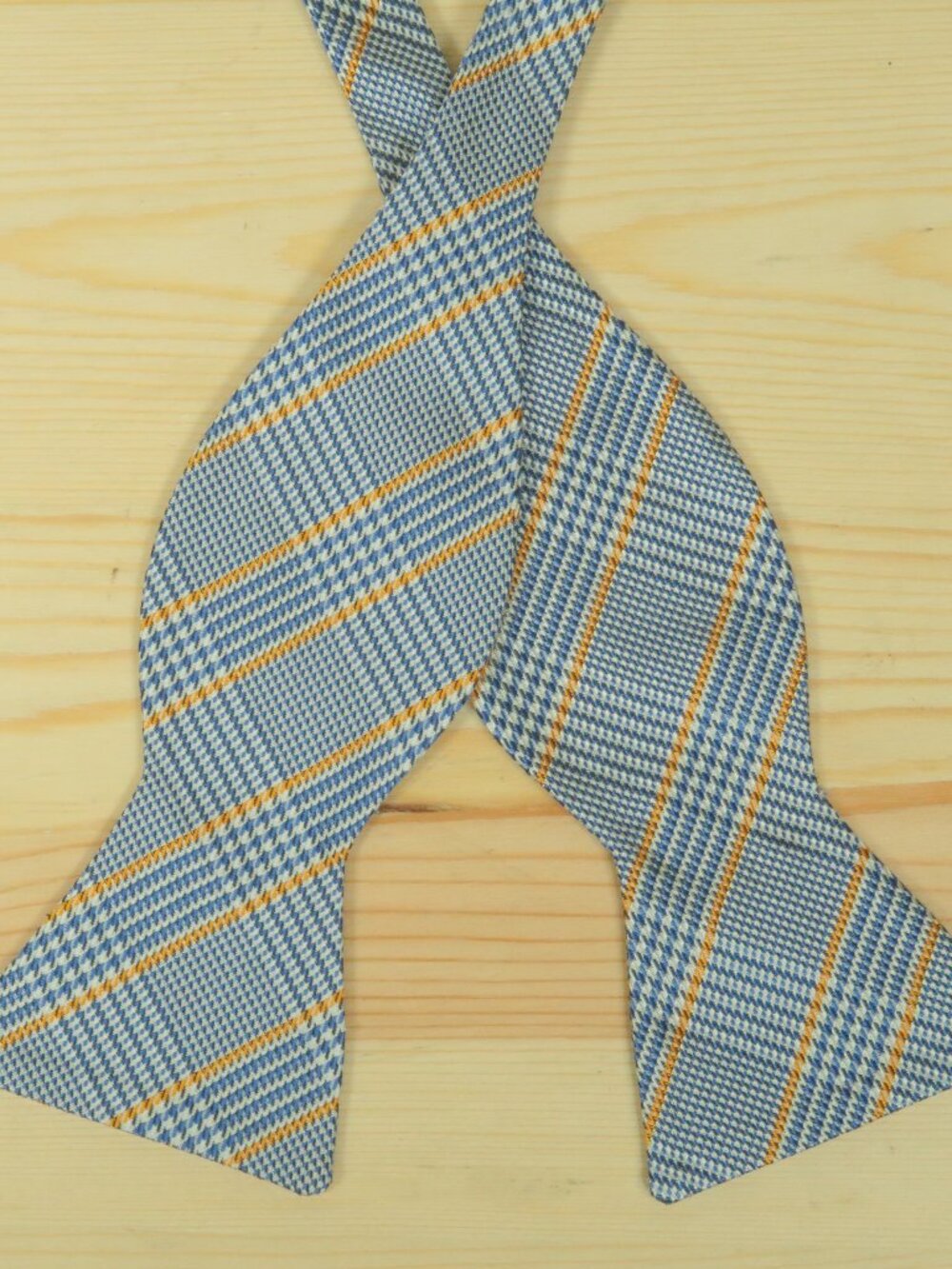 Vintage 90s Polo Ralph Lauren Glenplaid Bow Tie Mens Blue Orange White Silk New